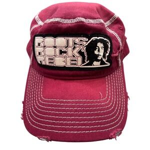 Bob Marley Roots Rock‎ Rebel Baseball Cap Hat Distressed Red One Size VGC